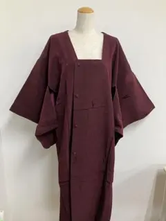 ワインレッド ボタン付き羽織 道行（みちゆき）コート 雨コート