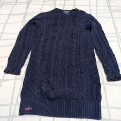 ポロラルフローレン　ケーブルニットワンピース　130 POLO ネイビー