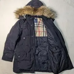 バーバリーロンドン ダウンコート メガチェック フードファー Mサイズ