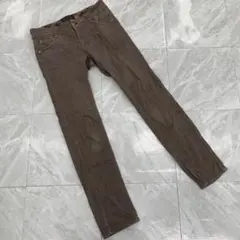 C-SEVENTEEN チェック柄 スキニーパンツ 茶色 ストレッチ Mサイズ