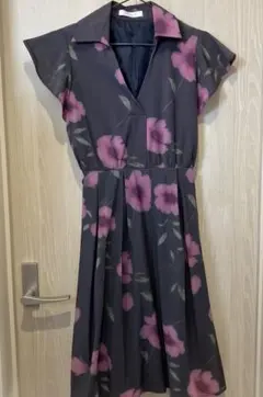 CECIL McBEE 半袖花柄ワンピース　リボン&ベルト付き