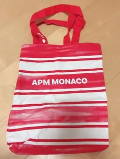 APM MONACO トートバッグ レッド ホワイト ストライプ