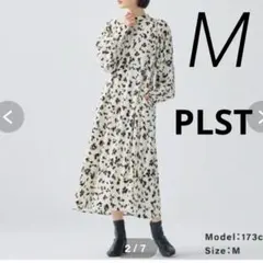 プラステ アニマルプリント ロングワンピース M ホワイト レオパード　長袖