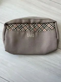 DAKS ベージュ ポーチ チェック柄