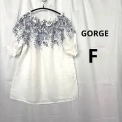 GORGE ゴージ 花柄刺繍 オフショルチュニックブラウス ホワイト Fのサムネイル