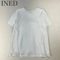 イネド 美品 異素材切替 レース切替 ストレッチコットン オーバーサイズブラウスのサムネイル
