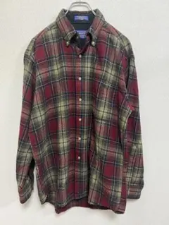 90s Pendleton 100%ウールシャツ 赤緑チェックのサムネイル