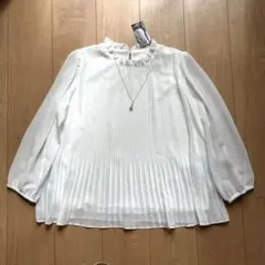 ブラウス プリーツ長袖シャツ レディース L
