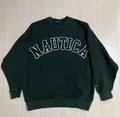 NAUTICA ダークグリーン クルーネック トレーナー