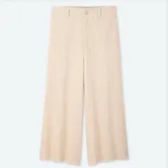 UNIQLOハイウエストコーデュロイワイドクロップドパンツ オフホワイト