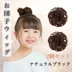 【新品】お団子 ウィッグ ボリューム キッズ 子供 ヘアアクセ シュシュ 黒