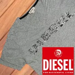 DIESEL Vネック ディーゼル グレー ロゴ Tシャツ M　顔ロゴのサムネイル