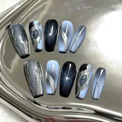 ネイルチップバレリーナ現品量産型地雷系Y2K痛シズニルック個性派サブカルブルー