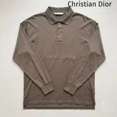 希少Christian Dior 長袖ポロシャツ 刺繍ロゴ　Ｌ　ゆったり　上品のサムネイル