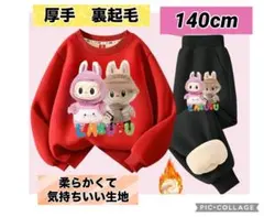 ラブブキャラクタープリントした　厚手裏起毛スウェットセット 140cm