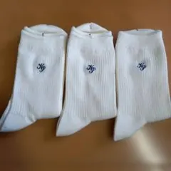 オフホワイトリブ編みソックス3足セット