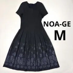 【美品】NOA-GE ノアジェ プリーツワンピース 花柄 ブラック M