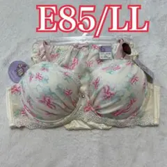 値下げ★【新品】ブラ＆ショーツセット♡E85黄色×花柄プリント大きいサイズ⑫