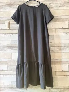 Samansa Mos2 blue 半袖 ロングワンピース グレー
