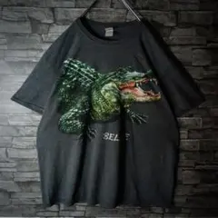 US輸入古着☆でかいワニのビッグロゴTシャツ アリゲーター 爬虫類