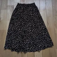 MKミッシェルクラン　黒系色　ヒョウ柄　フレアスカート　38サイズ