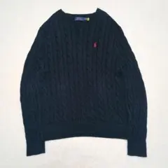 ポロラルフローレン 現行タグ ケーブルニット ネイビー L 美品