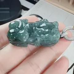CS-0520 天然本翡翠《本物保証》藍水翡翠「貔貅」ペンダント ネックレス