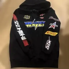 アルパインスターズ×ディーゼル　ロゴ入り黒フード付き　パーカー　モトクロス