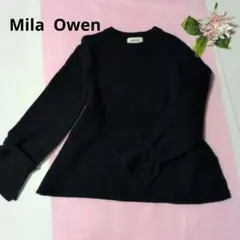 Mila owen ミラオーウェン ニット プルオーバー ウール100%ネイビ
