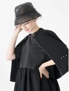 美品◎ツルバイマリコオイカワ◎ Judithパールロングカーディガン/黒 ツルバイマリコオイカワ 完売パールカーディガン Judith黒