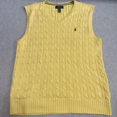 POLO ラルフローレン　ベスト　ケーブルニット　レモンイエロー　XL