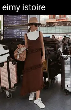 eimy istoire リブニットアシンメトリーフリルワンピース