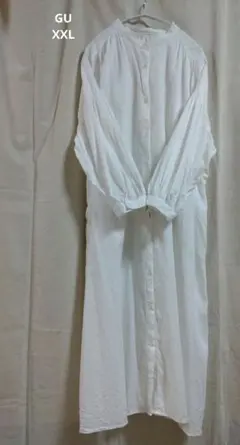 GU ホワイト バンドカラー シャツワンピース 長袖 XXL 新品