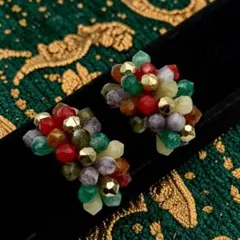 大ぶり　カラフル　　ヴィンテージ　イヤリング