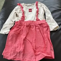 美品‼️SKÄPE フリル付き長袖ワンピースホワイト/ピンク