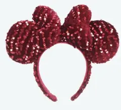 ディズニー ミッキー　ミニーカチューシャ バーガンディ　レッド　赤　赤