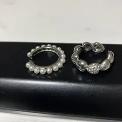 パールとクリスタルのイヤーカフ2個セット