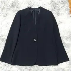 美品 レリアン ノーカラージャケット 近年モデル ウォッシャブル 濃紺
