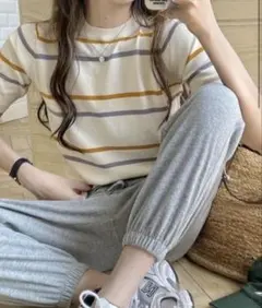 Chaco closet サマーニット ボーダー クルーネック