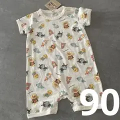 アンパンマン ベビー　総柄　半袖　ロンパース　バイキンマン　ドキンちゃん　90