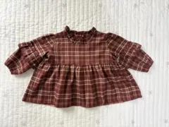 mamaraku 90 ブラウス チュニック チェック 赤 ママラク