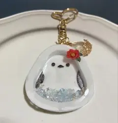 真っ白シマエナガチャーム♡寒椿