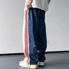 トリコロール　トラックパンツ　ナイロンパンツ　バイカラー　ジャージ　ストライプ