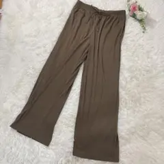 【美品】　GU　リブプルオンパンツ　ブラウン　XL　ゆったり　2070
