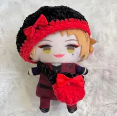 【黒&赤】ベレー帽 ポシェット セット にじぱぺっと ぬい服 10cm