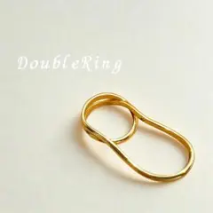 ゴールド925 シンプル ウェーブリング ユニセックス ダブルフィンガーリング