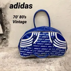激レア70s80s☆adidasアディダス 総柄 エナメルレザー ボストンバッグ