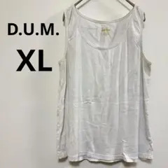 D.U.M.【XL】ホワイト タンクトップ 無地 シンプル 古着 変色あり