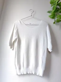 OPAQUE.CLIP【洗える】畔編みVネックニット