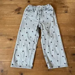 ZARA 花柄刺繍 グレー デニムパンツ